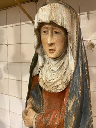 Vierge de Calvaire en ch&ecirc;ne polychrom&eacute;, Flandres, 1&egrave;re moiti&egrave; du 16&egrave;me