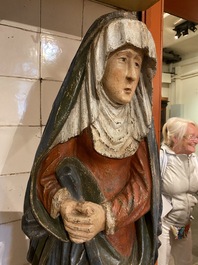 A polychrome oak Virgin from a calvary, Flanders, 16th C.