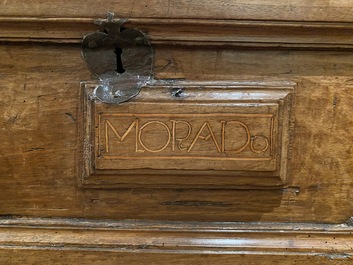 A Spanish walnut chest of drawers, 17th C.