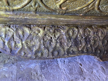 An Italian wooden 'pastiglia' coffer with Fleur-de-lis and rampant lions, Florence, 16th C.