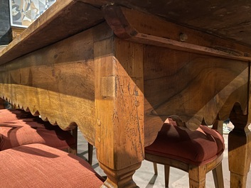 A South German walnut refectory table, 18th C.