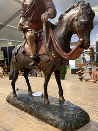 Een Vlaamse polychrome eikenhouten figuur van Sint-Maarten te paard, wellicht Antwerpen, 16e eeuw