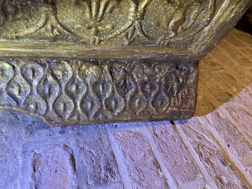 An Italian wooden 'pastiglia' coffer with Fleur-de-lis and rampant lions, Florence, 16th C.