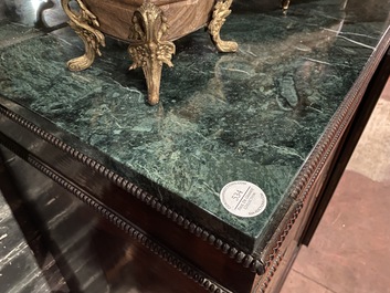 Buffet miroir de style Napol&eacute;on III avec le dessus en marbre en bois incrust&eacute; de cuivre dans le style de Boulle, 19&egrave;me