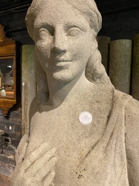 A large stone garden statue of a lady after the antique, 20th C.