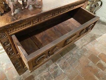 A Spanish walnut chest of drawers, 17th C.