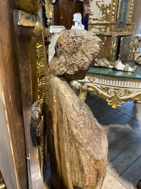 A Flemish oak figure of Saint John with traces of polychromy, 16th C.