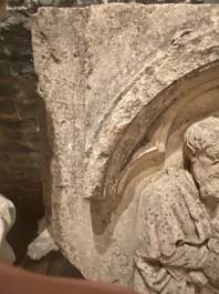 An architectural sandstone fragment with Saint Mark and a lion, 14/15th C.