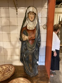 Vierge de Calvaire en ch&ecirc;ne polychrom&eacute;, Flandres, 1&egrave;re moiti&egrave; du 16&egrave;me