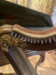 A partly gilt wooden harp, probably France, 18/19th C.