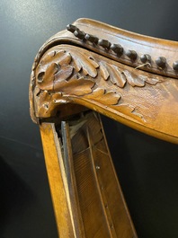 A carved wooden pedal harp, probably France, 19th C.
