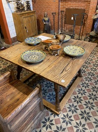 A square German wooden payment table, 18th C.