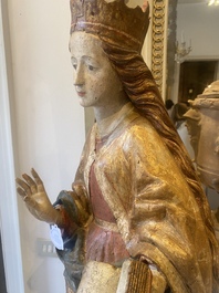 A large polychromed basswooden figure of Saint Regina, Southern Germany or Salzburg, early 16th C.