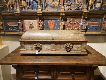 A polychrome wooden coffer with domed top, Italy, 2nd half 16th C.