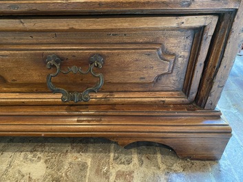 A walnut three-drawer secretary, 18th C.