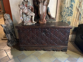 A Spanish walnut chest, 17th C.