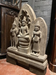 A large Khmer-style stone carving, Cambodia