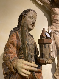 A polychromed wooden figure of Saint Barbara, Germany, 16th C.