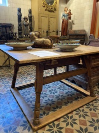 A square German wooden payment table, 18th C.