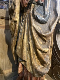 Saint Pierre en ch&ecirc;ne sculpt&eacute; et polychrom&eacute;, vers 1500
