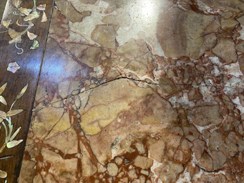 A Chinese marble top and mother-of-pearl inlay side table, 19th C.