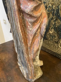 Een grote polychrome eikenhouten figuur van Johannes de Doper, vroeg 17e eeuw