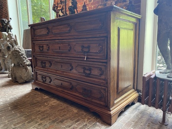 A walnut three-drawer secretary, 18th C.