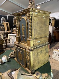 A two-part gilt and polychrome wooden tabernacle, 18th C.