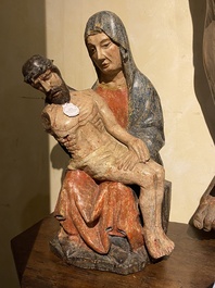 Vierge de Piti&eacute; en noyer polychrom&eacute;, probablement Espagne, d&eacute;but du 15&egrave;me