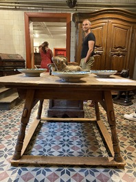 A square German wooden payment table, 18th C.