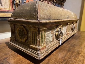 A polychrome wooden coffer with domed top, Italy, 2nd half 16th C.