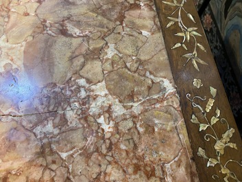 A Chinese marble top and mother-of-pearl inlay side table, 19th C.