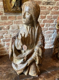 A walnut Virgin from an Annunciation, Southern Netherlands, early 16th C.