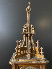 An English Gothic Revival wooden 'Big Ben' tower clock, ca. 1900