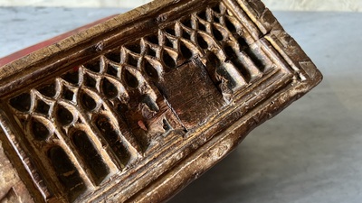 A polychrome Gothic wooden box, 15/16th C.