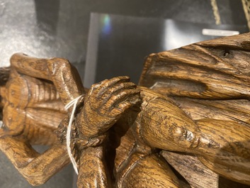 An oak figure of the Pensive Christ, probably Flanders, 16th C.