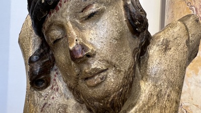 Christ en bois sculpt&eacute; et polychrom&eacute;, 17&egrave;me