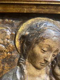 An Italian polychrome stucco relief with Madonna with Child, possibly Florence, 16/17th C.