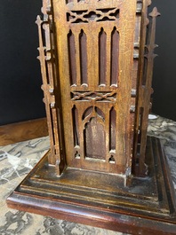 An English Gothic Revival wooden 'Big Ben' tower clock, ca. 1900