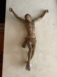 A large wooden Corpus Christi with traces of polychromy, late 16th C.