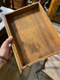 A table- or coin cabinet in burr walnut veneer, 19th C.