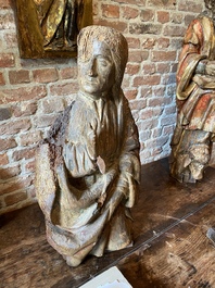 Vierge de l&rsquo;Annonciation en noyer sculpt&eacute; avec restes de polychromie, Pays-Bas m&eacute;ridionaux, d&eacute;but du 16&egrave;me