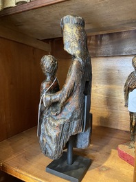 A polychrome wooden 'Sedes Sapientiae' sculpture, 14/15th C.