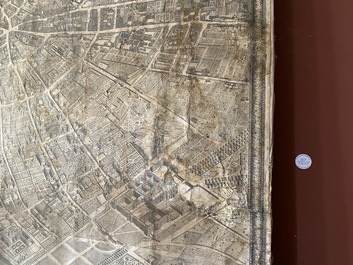 Michel Etienne Turgot (1690-1751): Plan de Paris, gravure sur papier, mont&eacute; sur ch&acirc;ssis en bois, ca. 1739