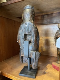 A polychrome wooden 'Sedes Sapientiae' sculpture, 14/15th C.