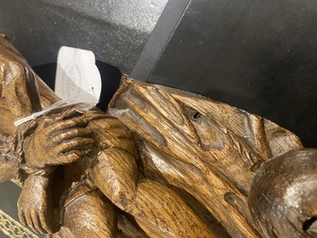 An oak figure of the Pensive Christ, probably Flanders, 16th C.