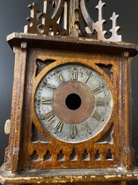 An English Gothic Revival wooden 'Big Ben' tower clock, ca. 1900