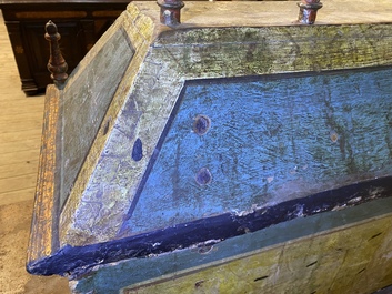 An Italian polychromed armorial wooden coffer, 16/17th C.