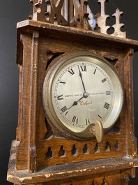 An English Gothic Revival wooden 'Big Ben' tower clock, ca. 1900