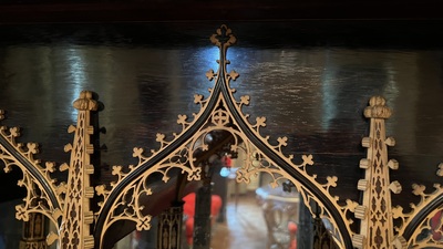 An exceptional Gothic Revival ebony and rosewood cabinet, unknown workshop in the greater Ghent area, 19th C.